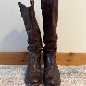 Frye Jackie Button Boots - Dark Brown / 8